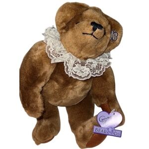 Annette Funicello Mollie Bear Plush Bear‎ Stuffed Animal Toy Brown Lace Collar
